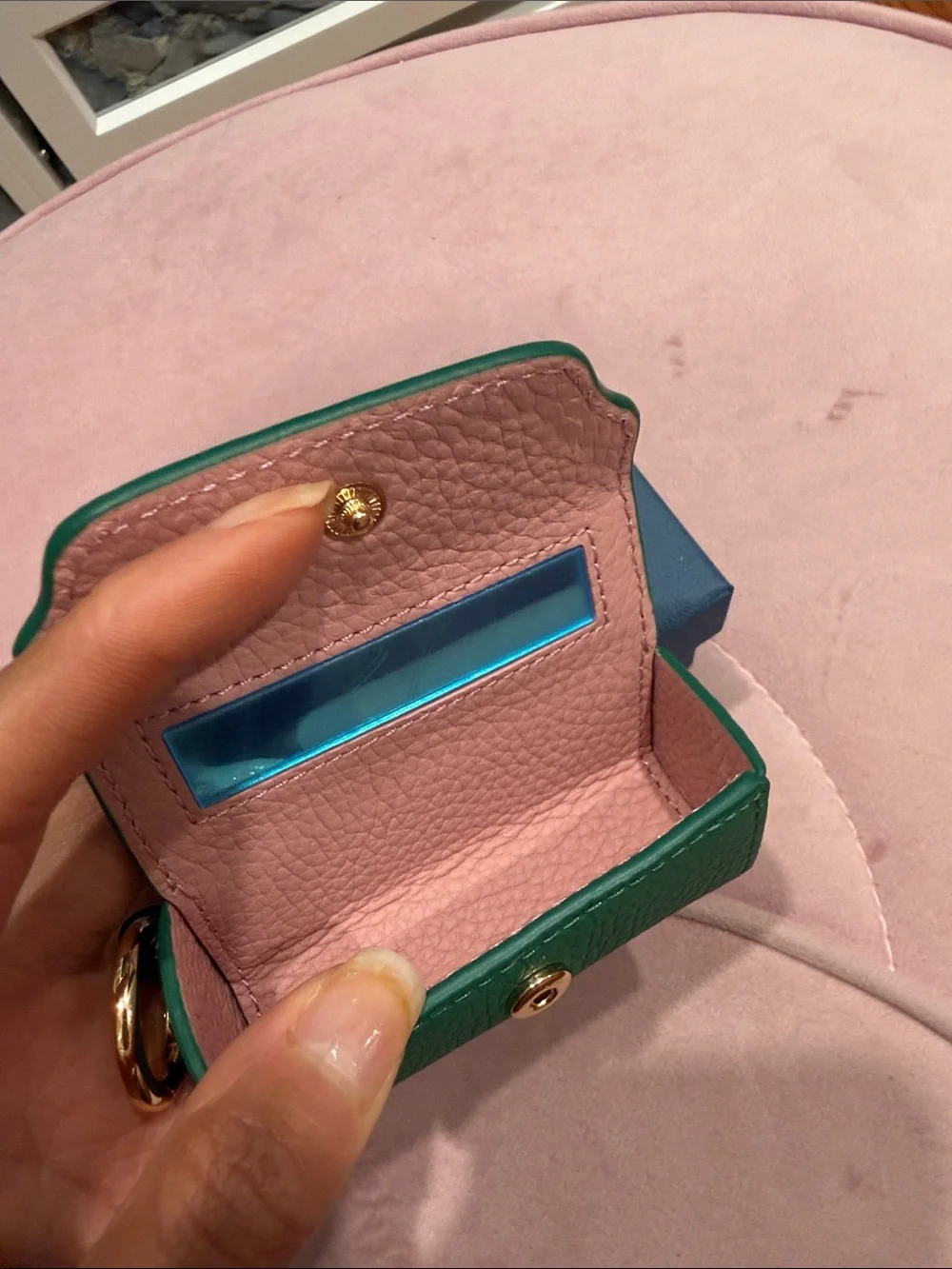MAISON de SABRÉ Green Leather Lipstick Charm Key Pouch - Accessories